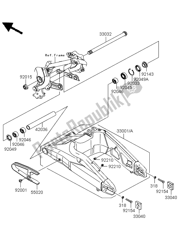 All parts for the Swingarm of the Kawasaki Versys ABS 650 2012