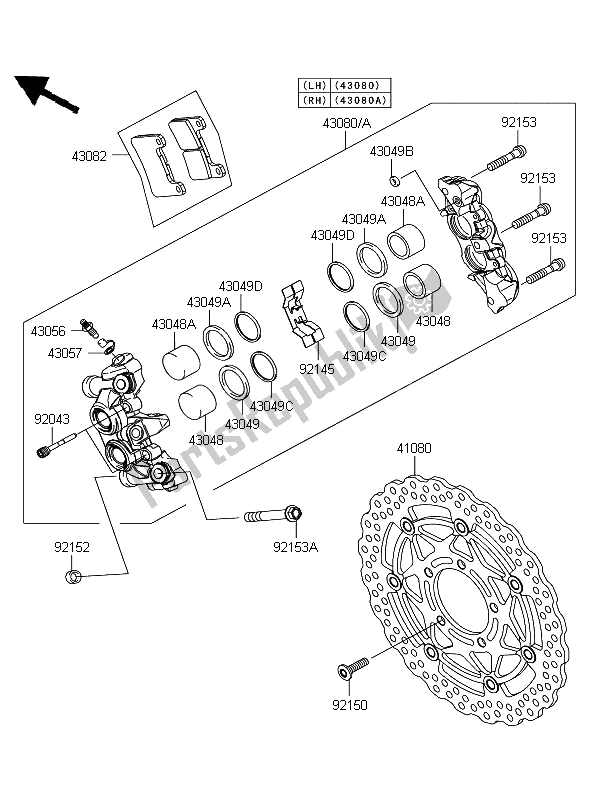 Todas las partes para Freno Frontal de Kawasaki Ninja ZX 10R 1000 2009