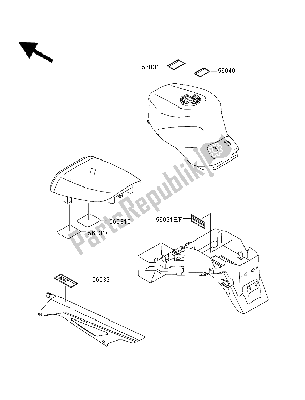 Todas las partes para Etiquetas de Kawasaki Ninja ZX 9R 900 1996