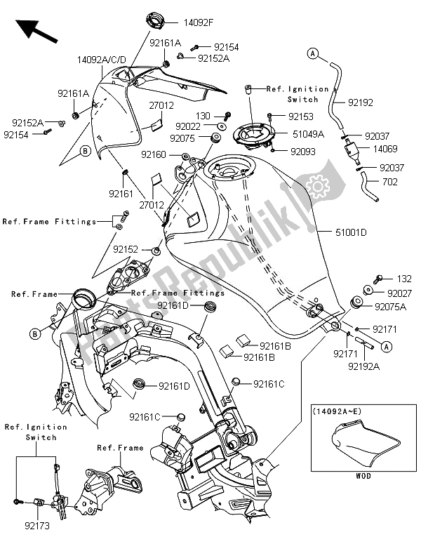 Wszystkie części do Zbiornik Paliwa Kawasaki ER 6F 650 2014