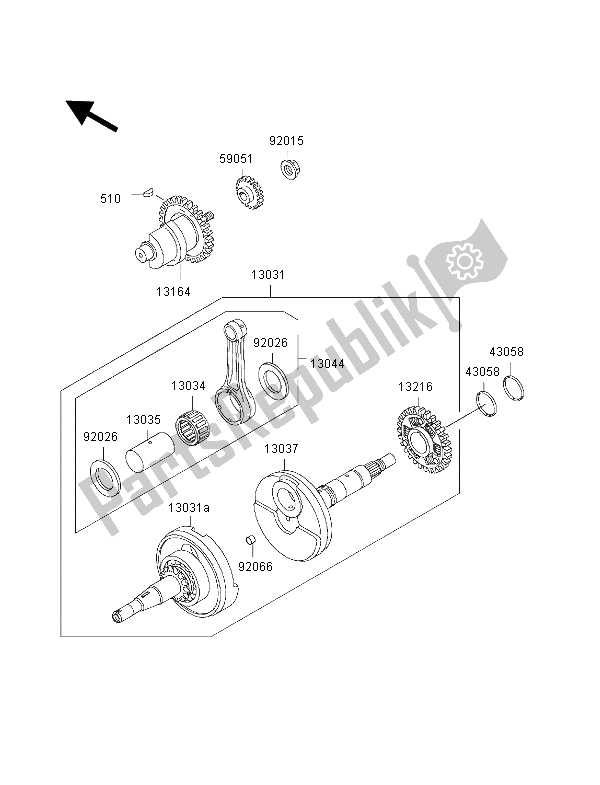 Tutte le parti per il Albero A Gomiti del Kawasaki KVF 300 Prairie 4X4 2002