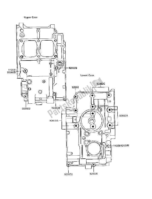 All parts for the Crankcase Bolt Pattern of the Kawasaki GPX 250R 1988