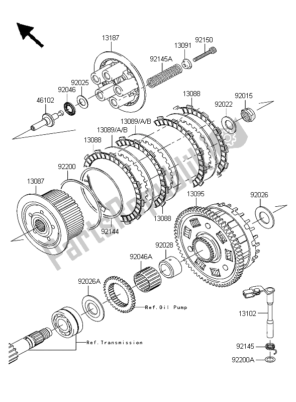 All parts for the Clutch of the Kawasaki Z 1000 2004