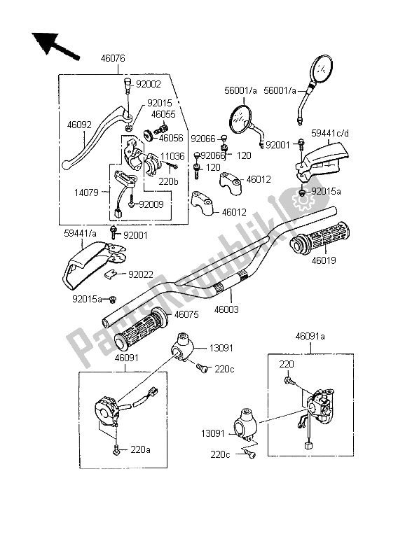 All parts for the Handlebar of the Kawasaki KMX 125 SW 1995