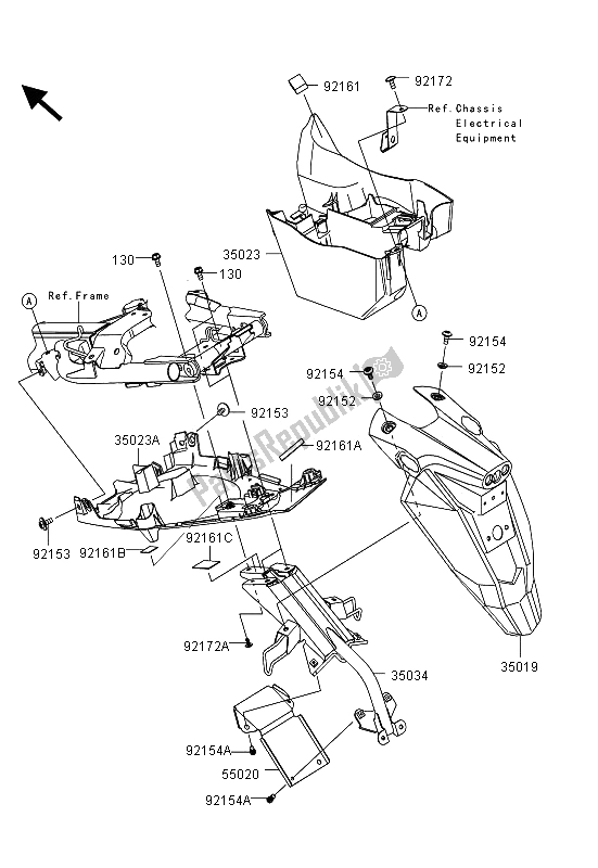 All parts for the Rear Fender(s) of the Kawasaki ER 6F ABS 650 2013