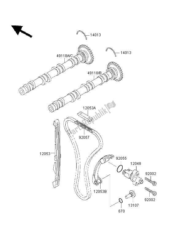 Tutte le parti per il Albero A Camme E Tenditore del Kawasaki Ninja ZX 7 RR 750 1996