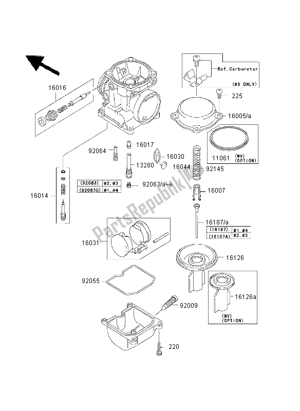 Toutes les pièces pour le Pièces De Carburateur du Kawasaki ZRX 1200 2003