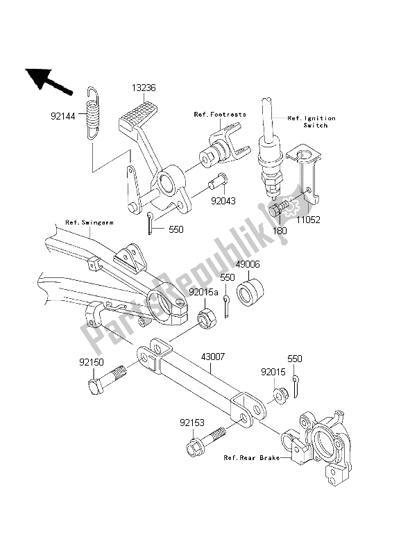 Tutte le parti per il Pedale Del Freno del Kawasaki ZRX 1200 2001