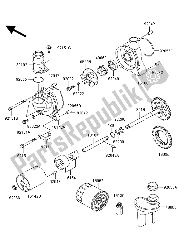 Tutte le parti per il Pompa Dell'olio del Kawasaki Ninja ZX 12R 1200 2003