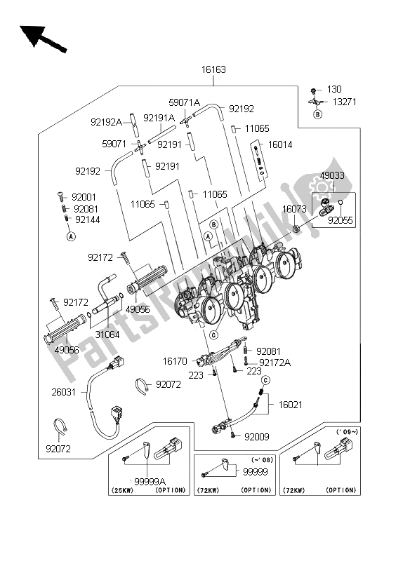 Todas las partes para Acelerador de Kawasaki Z 750 2007