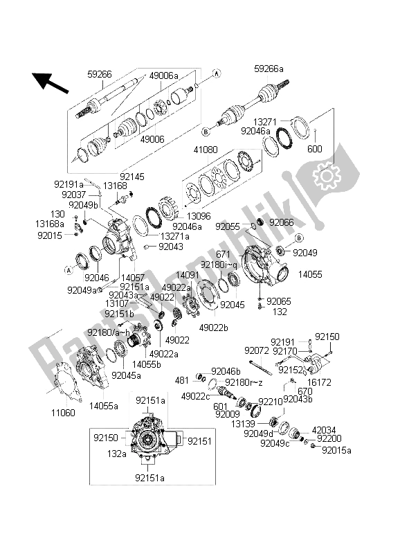 Tutte le parti per il Albero Di Trasmissione - Anteriore del Kawasaki KVF 650 2002