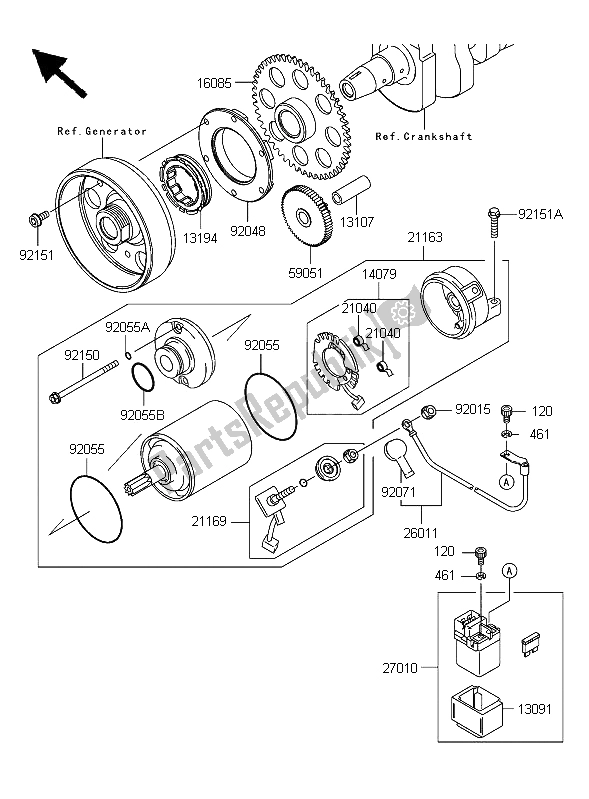 Toutes les pièces pour le Démarreur du Kawasaki Z 1000 2006