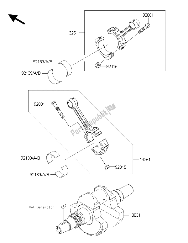 All parts for the Crankshaft of the Kawasaki Brute Force 750 4X4I EPS HFF 2015