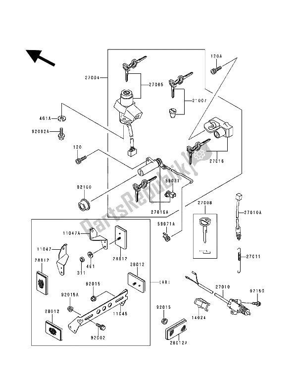 Todas as partes de Chave De Ignição do Kawasaki Zephyr 1100 1994