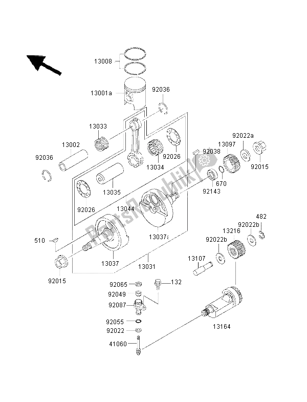 Toutes les pièces pour le Vilebrequin Et Piston du Kawasaki KMX 125 2001