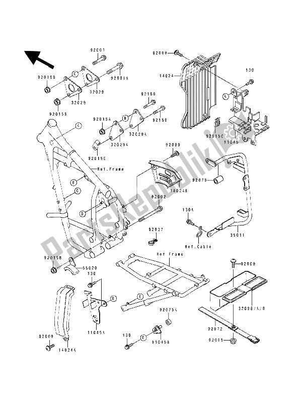 Toutes les pièces pour le Montage De Cadre du Kawasaki Tengai 650 1991