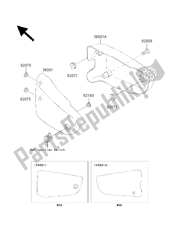 All parts for the Side Covers of the Kawasaki VN 1500 Classic FI 2001