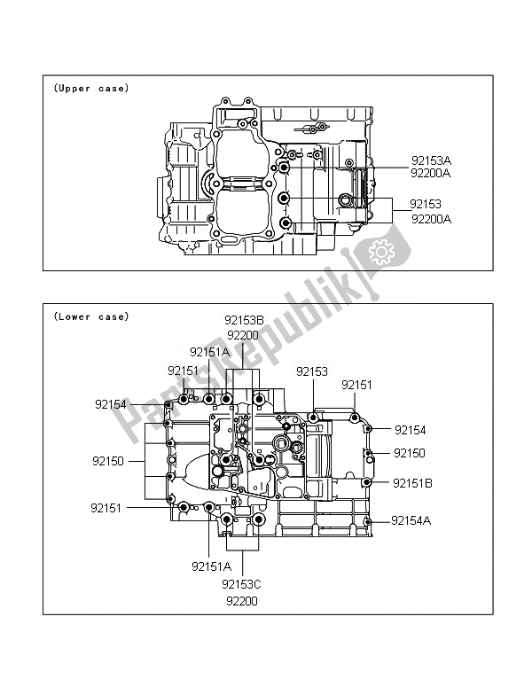 Tutte le parti per il Modello Del Bullone Del Basamento del Kawasaki Versys 1000 ABS 2014