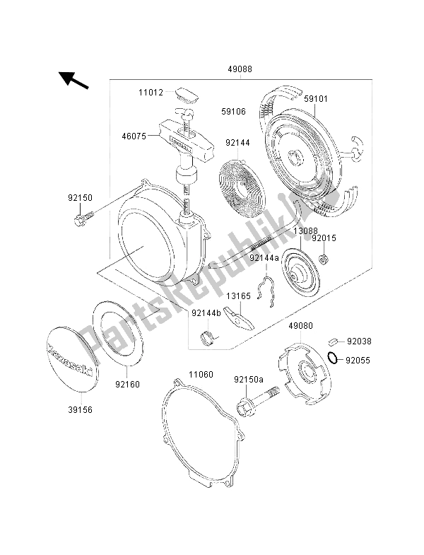 Tutte le parti per il Avviamento A Strappo del Kawasaki KVF 400 2001