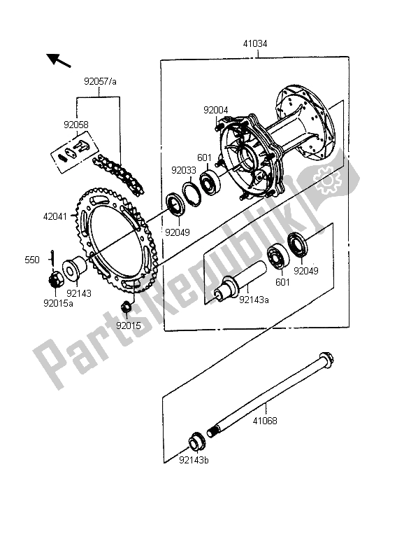 All parts for the Rear Hub of the Kawasaki KMX 125 1998