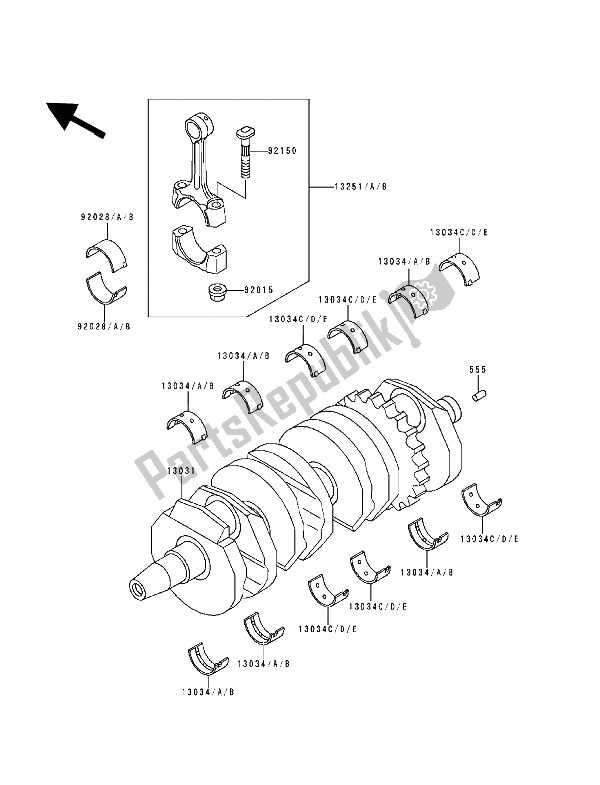 All parts for the Crankshaft of the Kawasaki ZZ R 600 1993