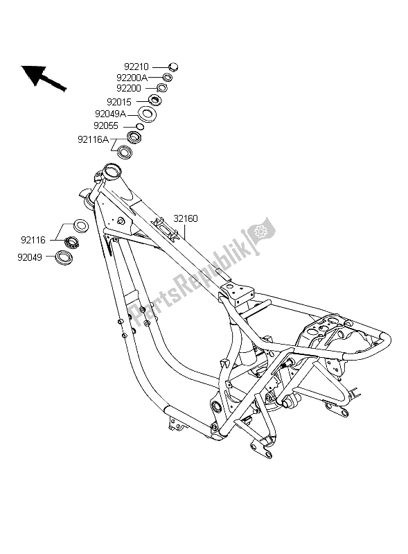 All parts for the Frame of the Kawasaki W 650 2004