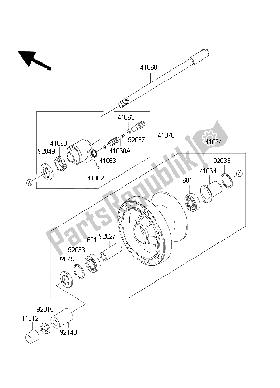 All parts for the Front Hub of the Kawasaki VN 800 Drifter 1999