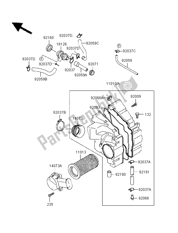 Toutes les pièces pour le Purificateur D'air du Kawasaki ER 5 500 1997