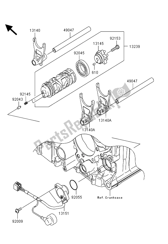 Toutes les pièces pour le Tambour De Changement De Vitesse Et Fourche (s) De Changement De Vitesse du Kawasaki 1400 GTR ABS 2013