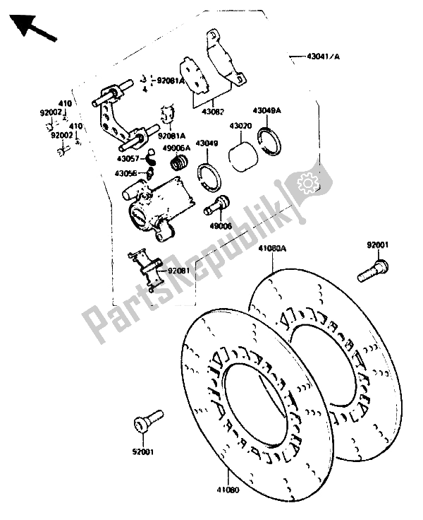 Tutte le parti per il Pinza Anteriore del Kawasaki GPZ 750R 1985