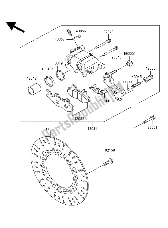 All parts for the Front Brake of the Kawasaki Eliminator 125 2007