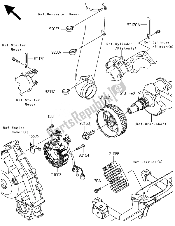 All parts for the Generator of the Kawasaki Brute Force 750 4X4I Epshef 2014