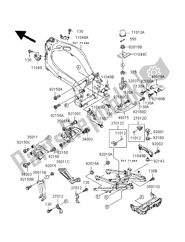 Tutte le parti per il Elettro Staffa del Kawasaki Ninja ZX 7R 750 1997