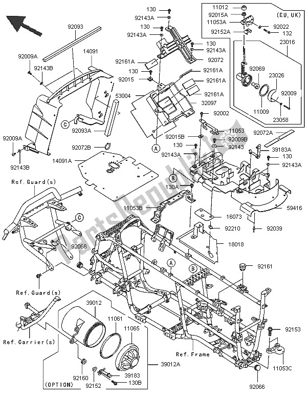 All parts for the Frame Fittings of the Kawasaki KVF 750 4X4 2005