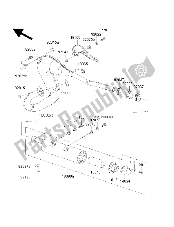 Tutte le parti per il Silenziatore del Kawasaki KMX 125 2001