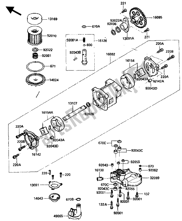 Todas as partes de Bomba De óleo do Kawasaki GPZ 750R 1986