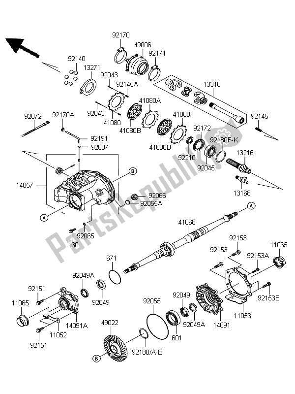 Tutte le parti per il Albero Di Trasmissione E Posteriore del Kawasaki KFX 700 KSV 700A6F 2006