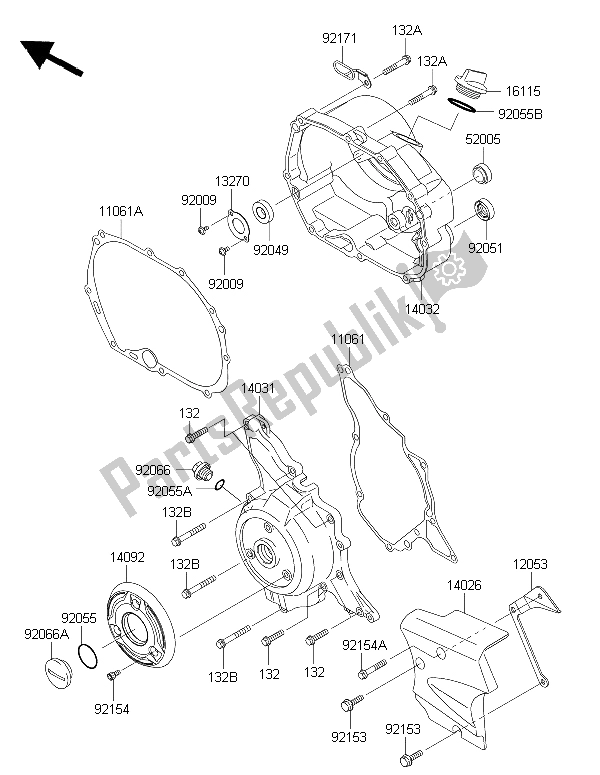 Todas as partes de Tampa (s) Do Motor do Kawasaki KLX 110 2015