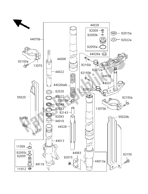 Tutte le parti per il Forcella Anteriore del Kawasaki KLX 650R 1996