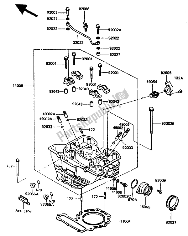 Tutte le parti per il Testata del Kawasaki KLR 600 1985