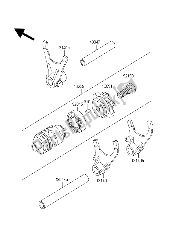 All parts for the Gear Change Drum & Shift Fork of the Kawasaki KX 500 1995