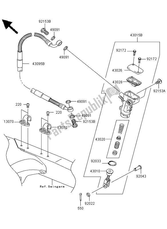 Toutes les pièces pour le Maître-cylindre Arrière du Kawasaki KLX 450R 2012