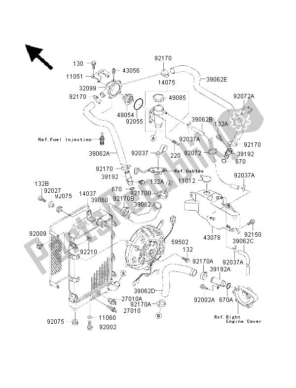 Alle onderdelen voor de Radiator van de Kawasaki VN 1500 Classic FI 2001