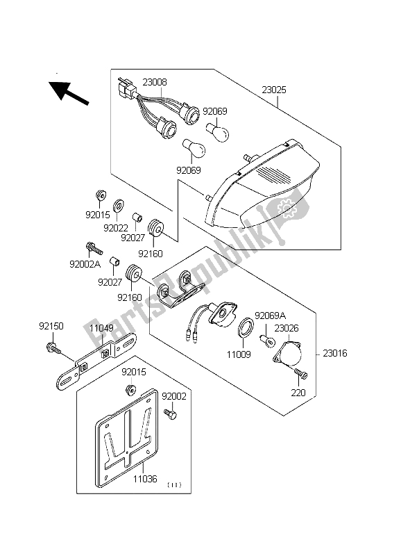 Todas las partes para Luz De La Cola de Kawasaki Ninja ZX 7R 750 1998