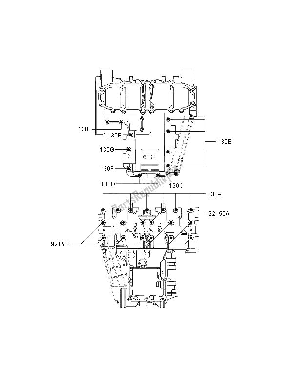 All parts for the Crankcase Bolt Pattern of the Kawasaki ZZ R 600 1998