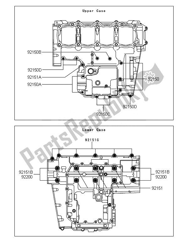 Alle onderdelen voor de Carter Bout Patroon van de Kawasaki Z 800 2014