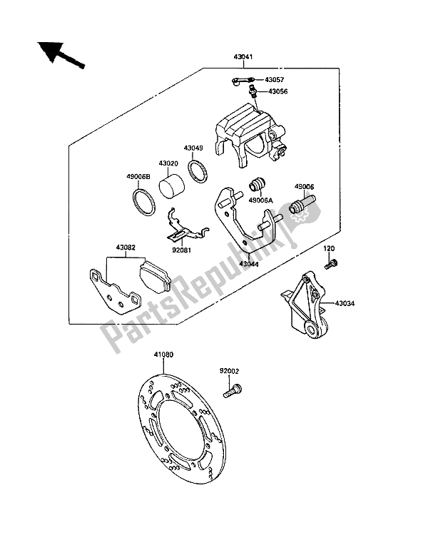 All parts for the Rear Brake of the Kawasaki KLR 500 1987