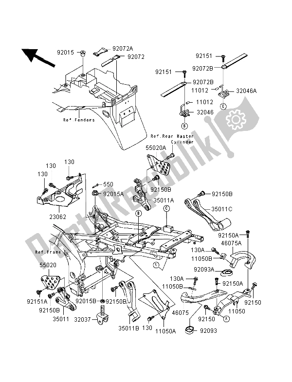 All parts for the Battery Case of the Kawasaki Ninja ZX 6R 600 1998