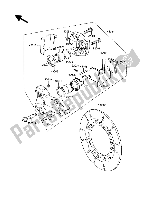 Tutte le parti per il Freno Posteriore del Kawasaki Z 1300 1988