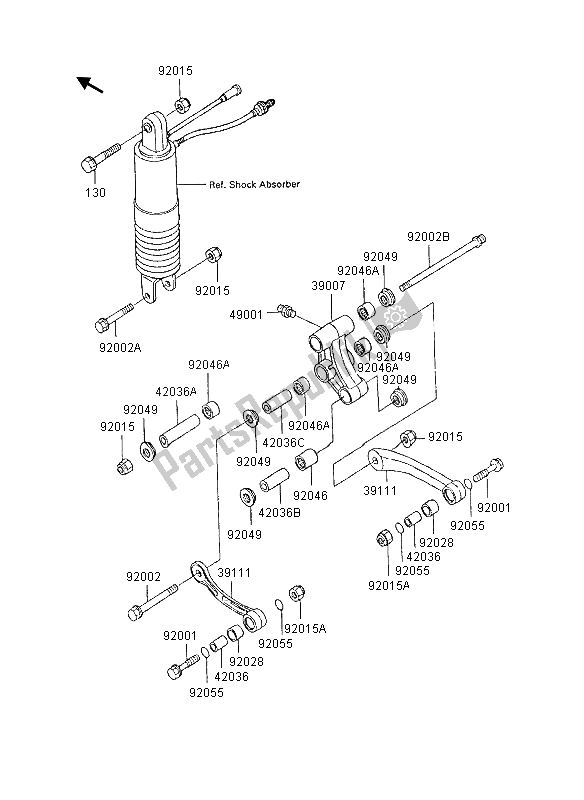 Alle onderdelen voor de Suspensie van de Kawasaki GPX 600R 1995